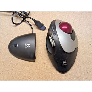 Logitech T-RB22 Wireless USB Trackball Mouse w Receiver Works *TACKY PLASTIC* #2